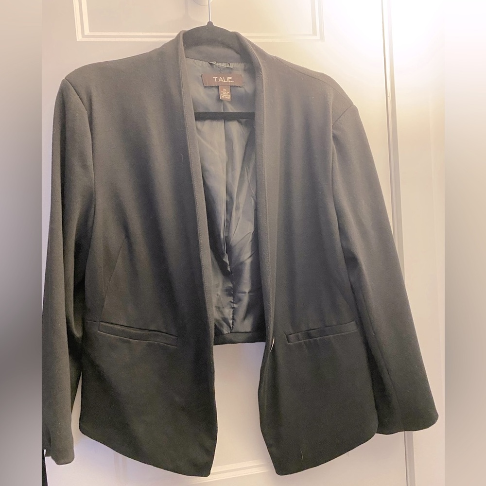 A cropped black blazer, size XL